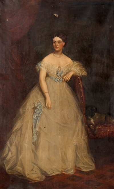 Portrait of a lady wearing a white dress by Richard Buckner